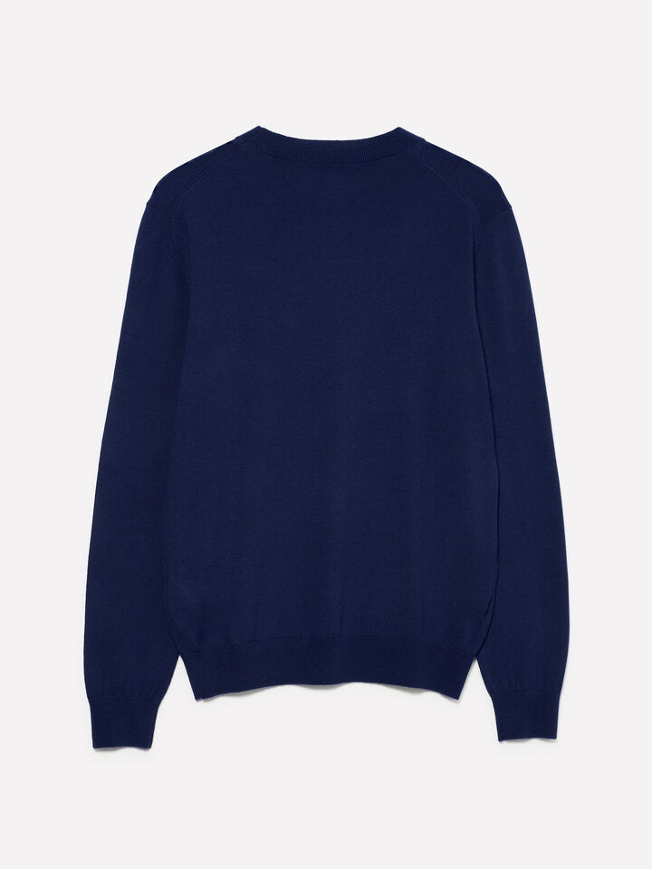 Maglia blu navy in misto lana - maglie girocollo da uomo - Blu Scuro | Sisley image number 2